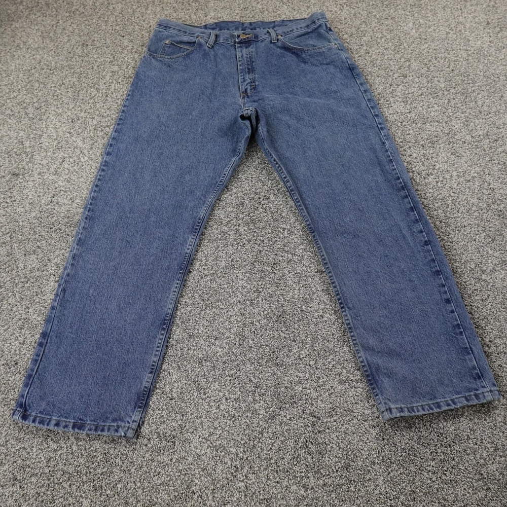 Wrangler Jeans‎ Mens 38X30 Dark Blue Denim Pants Relaxed Western Cowboy Workwear